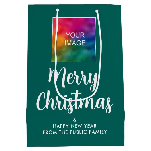 Frohe Weihnachten Glück Neujahr Logo oder Bild hin Mittlere Geschenktüte (Rückseite)