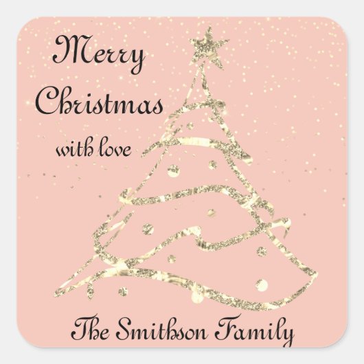 Frohe Weihnachten Glück Neujahr mit Liebe Name Ros Quadratischer Aufkleber (Vorderseite)