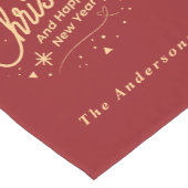 Frohe Weihnachten Glück Neujahr Modernes Rot & Gol Kurzer Tischläufer (Ecke)