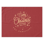 Frohe Weihnachten Glück Neujahr Modernes Rot & Gol Tischdecke (Vorderseite (Horizontal))