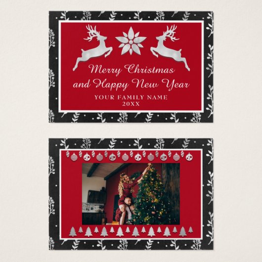 Frohe Weihnachten Glück Neujahr Name Black Silver (Vorne & Hinten)