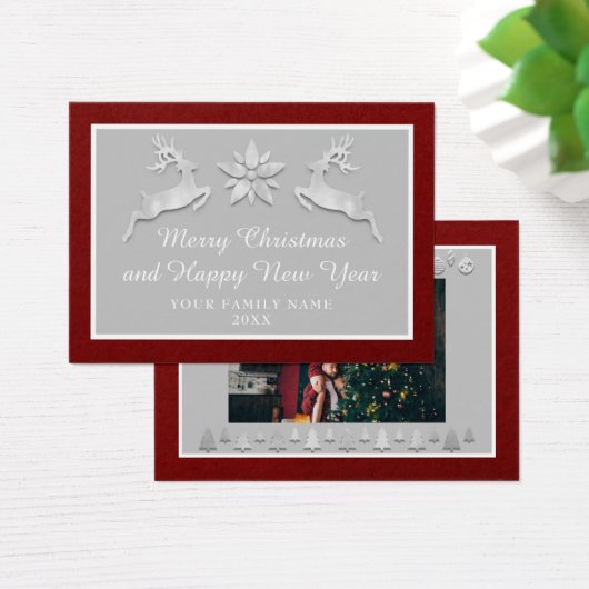 Frohe Weihnachten Glück Neujahr Name Burgundy Gray (Schreibtisch)