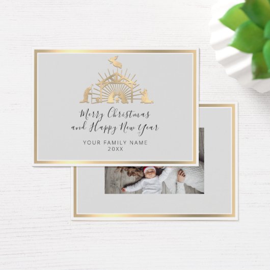 Frohe Weihnachten Glück Neujahr Name Custom Foto (Schreibtisch)