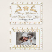 Frohe Weihnachten Glück Neujahr Name Foto Weiß (Vorne & Hinten)