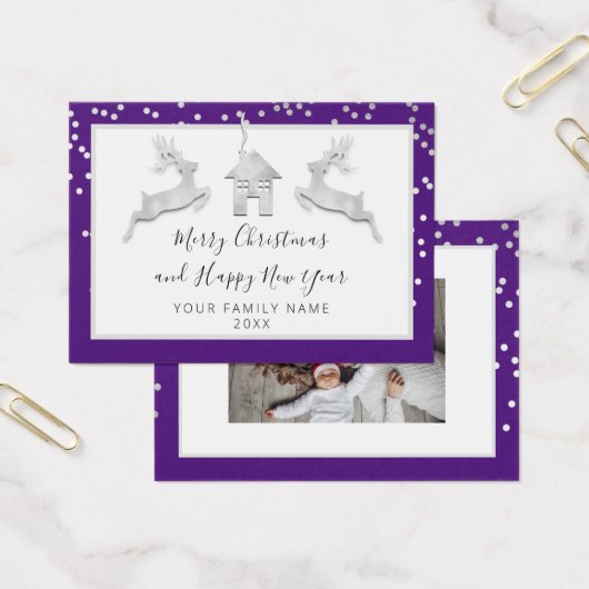 Frohe Weihnachten Glück Neujahr Name Lila Weiß (Büro)