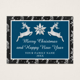 Frohe Weihnachten Glück Neujahr Name Navy Silver