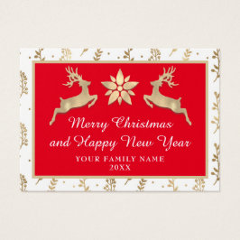 Frohe Weihnachten Glück Neujahr Name Red Frame Gol