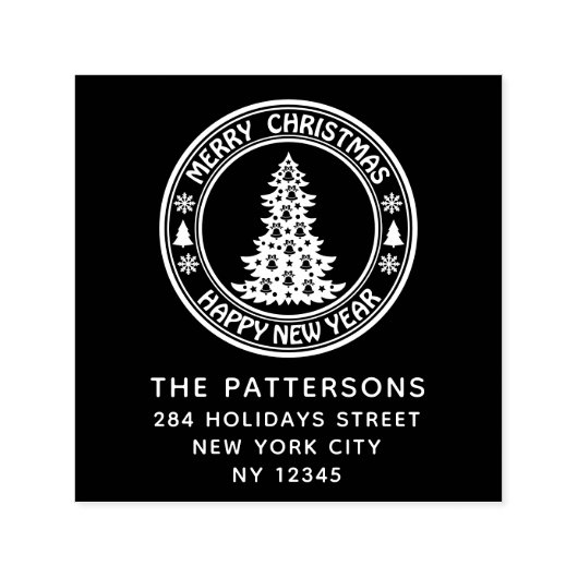 Frohe Weihnachten Glück Neujahr Name Rücksendeadre Permastempel (Design)