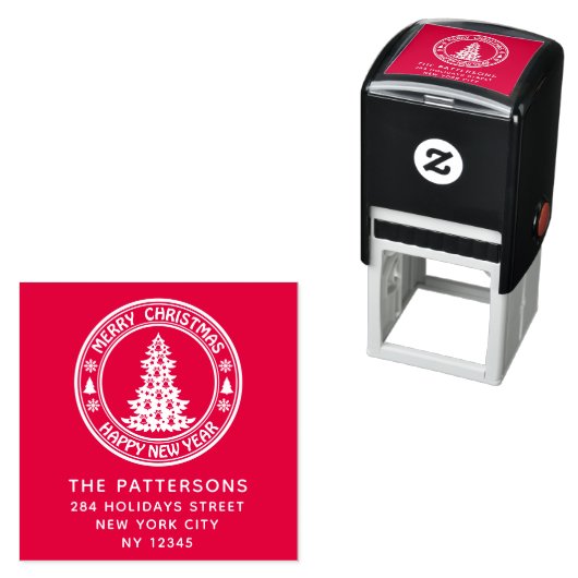 Frohe Weihnachten Glück Neujahr Name Rücksendeadre Permastempel (Beispiel)
