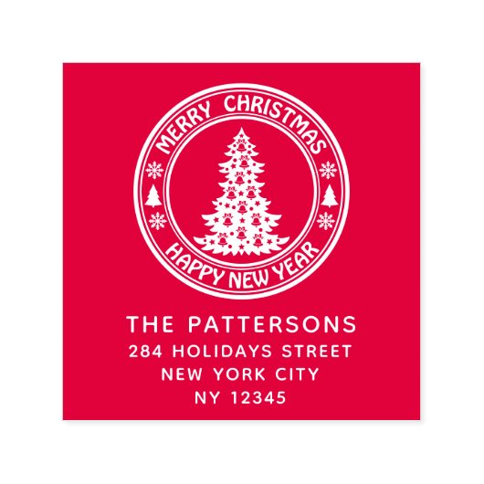 Frohe Weihnachten Glück Neujahr Name Rücksendeadre Permastempel (Design)