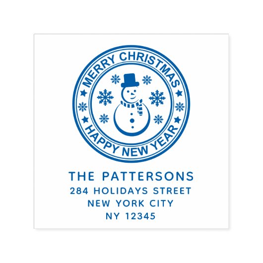 Frohe Weihnachten Glück Neujahr Name Rücksendeadre Permastempel (Design)