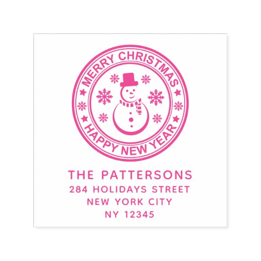 Frohe Weihnachten Glück Neujahr Name Rücksendeadre Permastempel (Design)