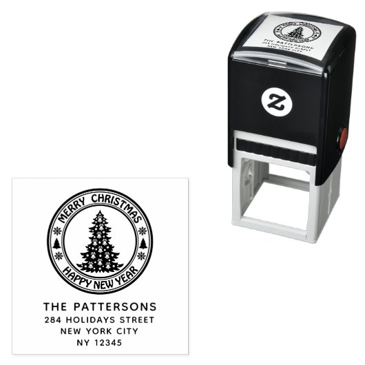 Frohe Weihnachten Glück Neujahr Name Rücksendeadre Permastempel (Beispiel)