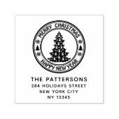 Frohe Weihnachten Glück Neujahr Name Rücksendeadre Permastempel (Design)