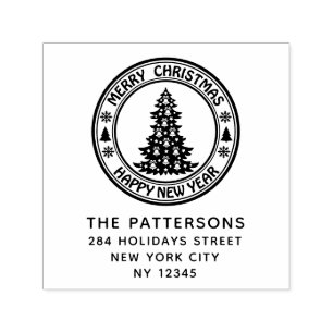 Frohe Weihnachten Glück Neujahr Name Rücksendeadre Permastempel