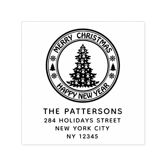 Frohe Weihnachten Glück Neujahr Name Rücksendeadre Permastempel (Design)