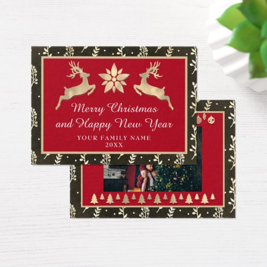 Frohe Weihnachten Glück Neujahr Name Schwarz Rot (Schreibtisch)