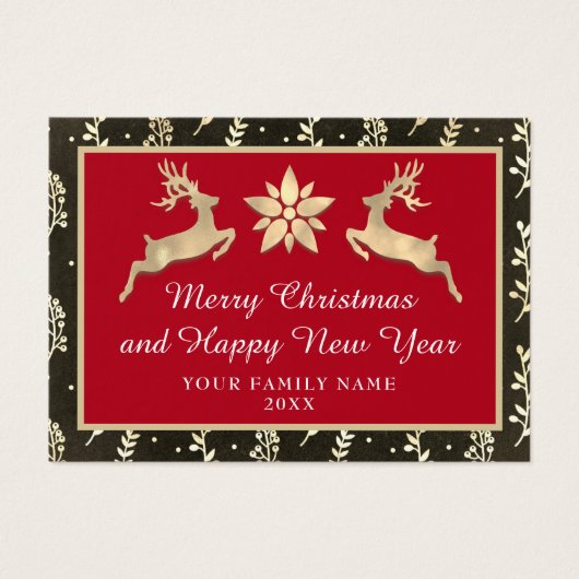 Frohe Weihnachten Glück Neujahr Name Schwarz Rot (Vorderseite)