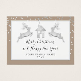 Frohe Weihnachten Glück Neujahr Name White Ivory