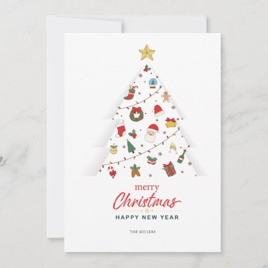 Frohe Weihnachten Glück Neujahr Niedlichen Weihnac Einladung (Vorderseite)