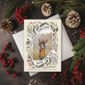 Frohe Weihnachten Glück Neujahr Pine Holly Foto