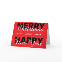 Frohe Weihnachten & Glück Neujahr Red Holiday Card