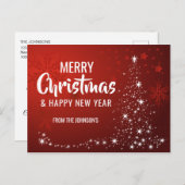 Frohe Weihnachten Glück Neujahr Red White Tree (Vorne/Hinten)