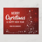 Frohe Weihnachten Glück Neujahr Red White Tree (Vorderseite)