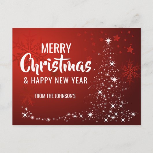 Frohe Weihnachten Glück Neujahr Red White Tree (Vorderseite)
