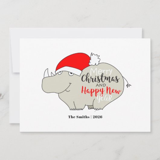Frohe Weihnachten Glück Neujahr Rhino (Vorderseite)