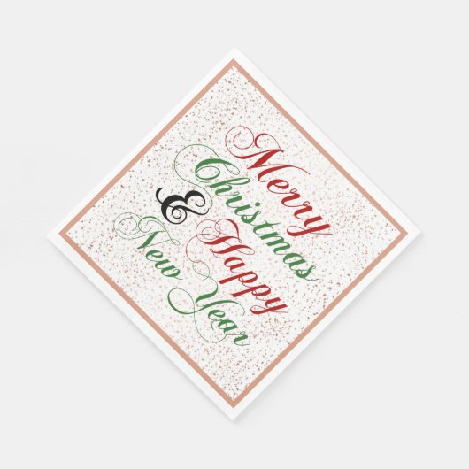 Frohe Weihnachten Glück Neujahr Rose Gold Glitzer Serviette (Ecke)