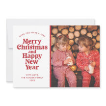 Frohe Weihnachten & Glück Neujahr Rotes Foto