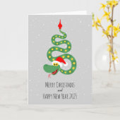 Frohe Weihnachten Glück Neujahr Schlange 2025 Karte (Gelbe Blume)