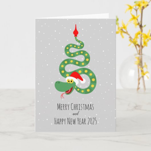 Frohe Weihnachten Glück Neujahr Schlange 2025 Karte (Gelbe Blume)
