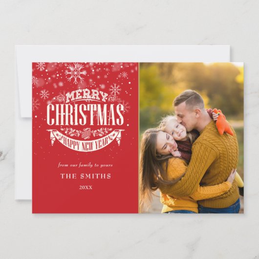 Frohe Weihnachten Glück Neujahr Schneeflocken Foto (Vorderseite)