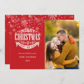 Frohe Weihnachten Glück Neujahr Schneeflocken Foto (Vorne/Hinten)