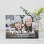 Frohe Weihnachten Glück Neujahr Schneeflocken Foto (Stehend Vorderseite)