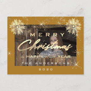 Frohe Weihnachten Glück Neujahr Schneeflocken Foto Postkarte
