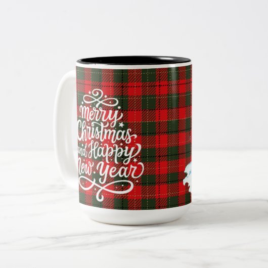 Frohe Weihnachten Glück Neujahr Schneemann Flannel Zweifarbige Tasse (Vorderseite Links)