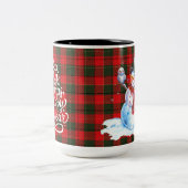 Frohe Weihnachten Glück Neujahr Schneemann Flannel Zweifarbige Tasse (Mittel)