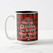 Frohe Weihnachten Glück Neujahr Schneemann Flannel Zweifarbige Tasse (Links)