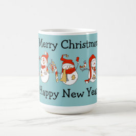 Frohe Weihnachten Glück Neujahr Schneemänner Kaffeetasse