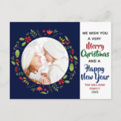 Frohe Weihnachten Glück Neujahr Schönes Foto Postkarte (Vorderseite)