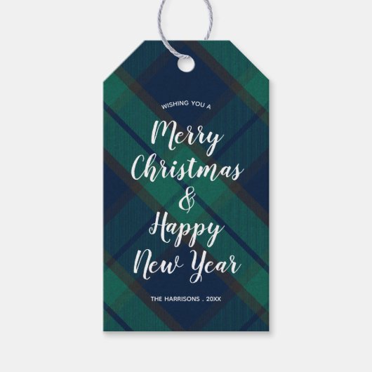 Frohe Weihnachten Glück Neujahr Schwarze Uhr Karie Geschenkanhänger (Vorderseite)