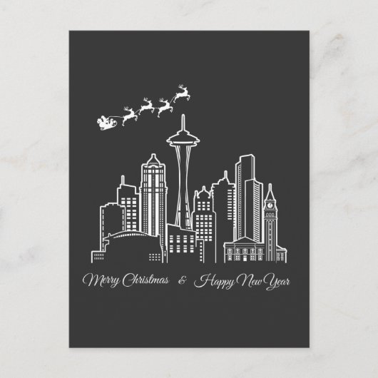 Frohe Weihnachten Glück Neujahr Seattle Washington Postkarte (Vorderseite)