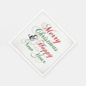 Frohe Weihnachten Glück Neujahr Silver Glitzer Serviette (Ecke)