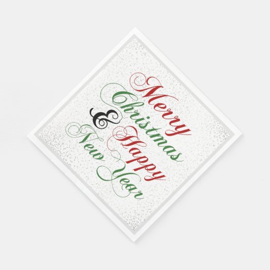 Frohe Weihnachten Glück Neujahr Silver Glitzer Serviette (Ecke)