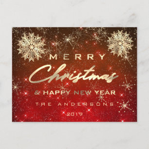 Frohe Weihnachten Glück Neujahr Snow Gold Red Maro Postkarte