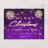 Frohe Weihnachten Glück Neujahr Snow Gold Sky Purp Postkarte (Vorderseite)