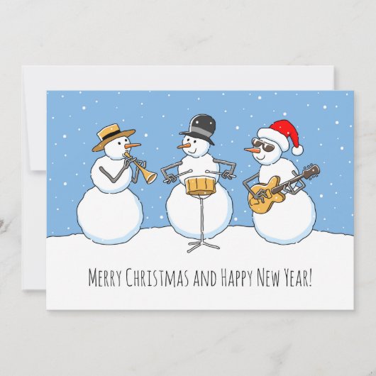 Frohe Weihnachten Glück Neujahr Snowman Jazzband (Vorderseite)